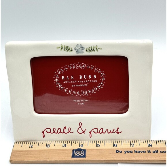 Rae Dunn Artisan Collection by Magenta Dog 4x6 Photo Frame Peace and Paws - Picture 5 of 7